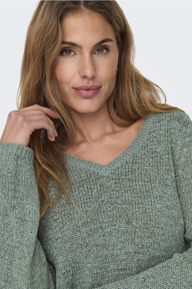ONLGEENA L/S V-NECK KNT NOOS 15340862 Lily Pad